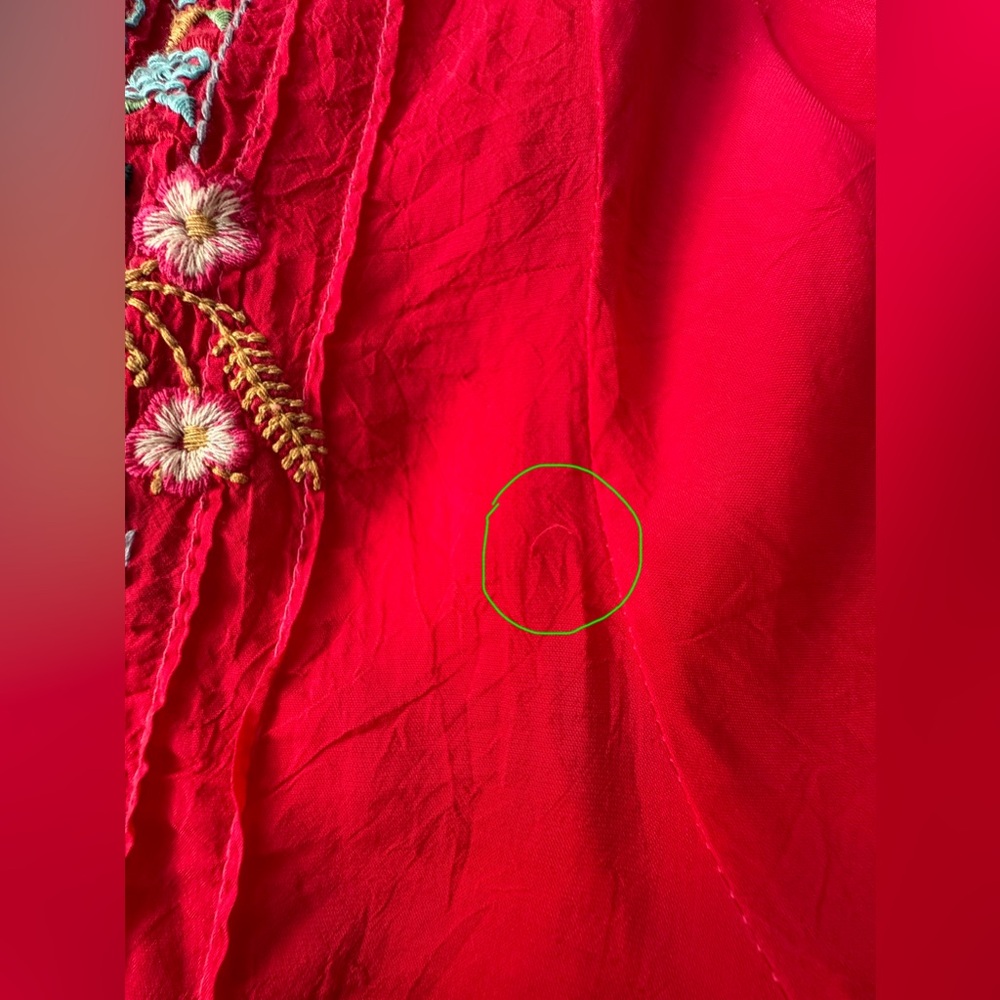 Johnny Was Embroidered Boho Tunic Top Red Cupra Rayon Size S - Picture 10 of 16